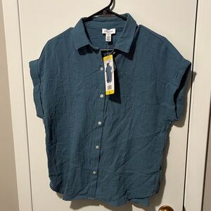 NWT Jessica Simpson Teal/blue Short Sleeve Shirt